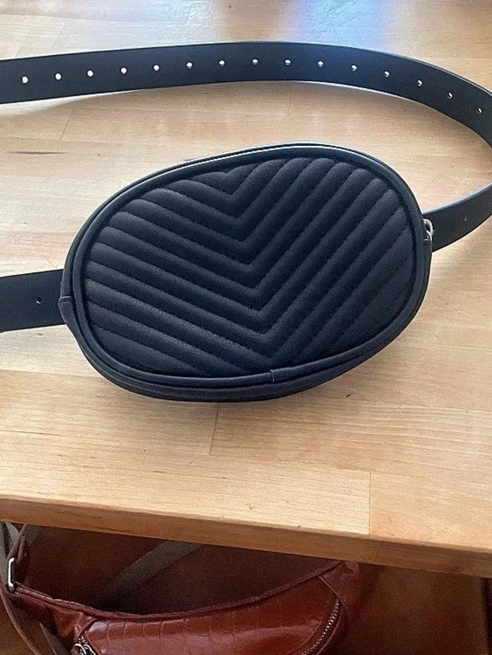 Chevron Quilted Belt Bag Black